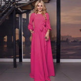 women autumn casual sashes dress