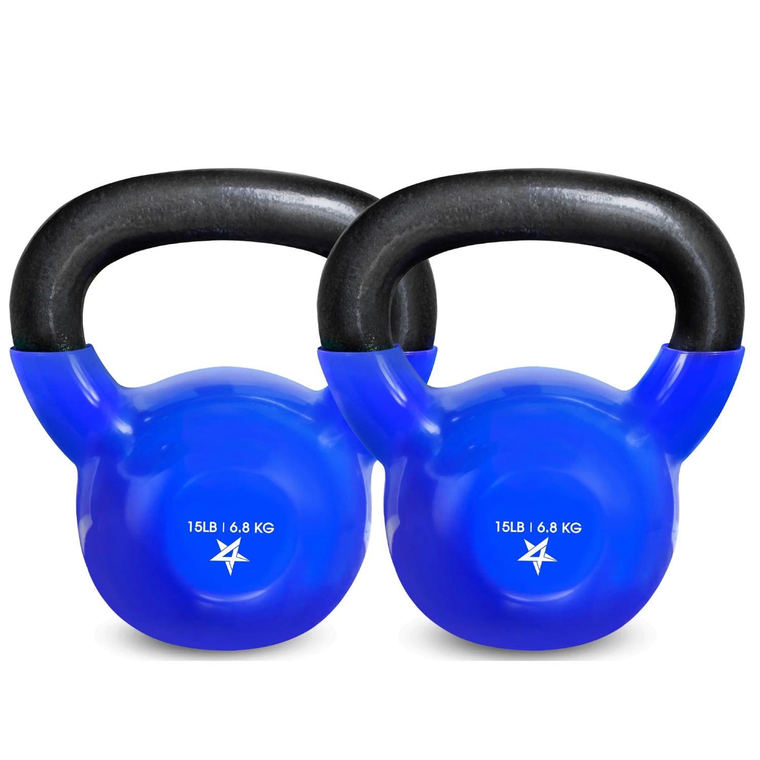 15lb Kettlebell Set - Yes4All Cast Iron Vinyl Coated Pair for Home Fitness & Strength