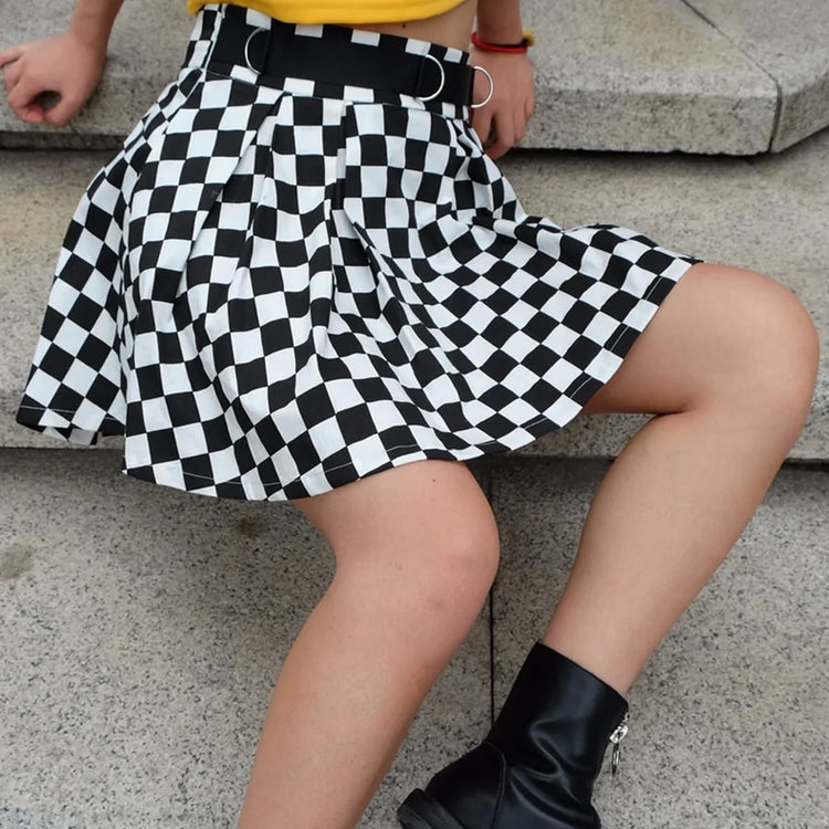 High Waisted Checkered Skirt