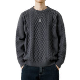 Men Twist Weave Round Neck Sweater