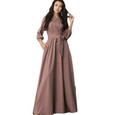 women autumn casual sashes dress