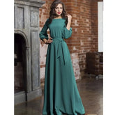 women autumn casual sashes dress