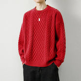 Men Twist Weave Round Neck Sweater