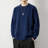 Men Twist Weave Round Neck Sweater