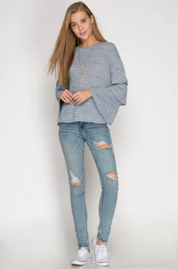 bell sleeve knit sweater