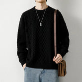 Men Twist Weave Round Neck Sweater