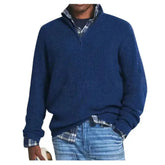 Men Casual Loose Zip Stand Collar Sweater