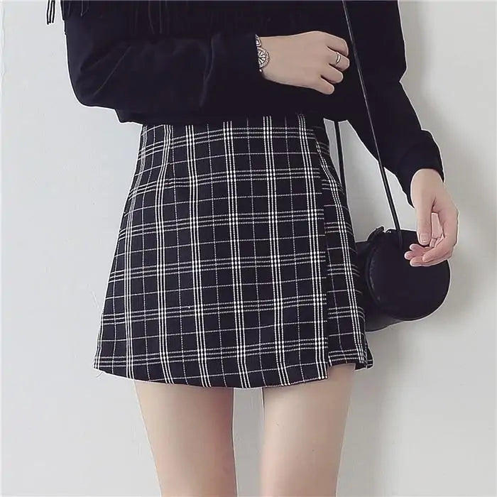 Women Plaid Wrap Skirt