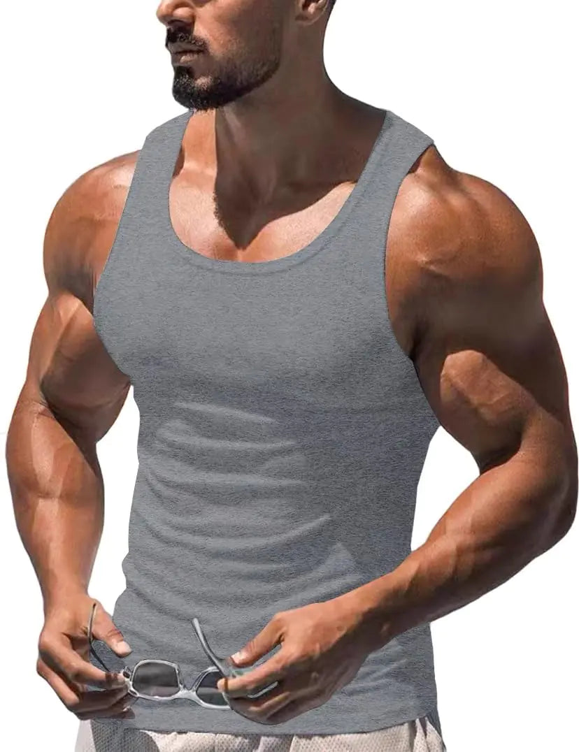 Men Muscle Shirts Heather Quick Dry Training Gym Activewear