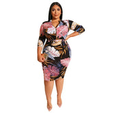 maxi women autumn printed bodycon dress