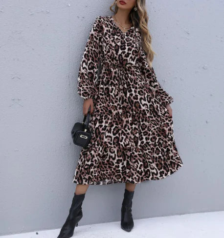 ladies leopard maxi dress