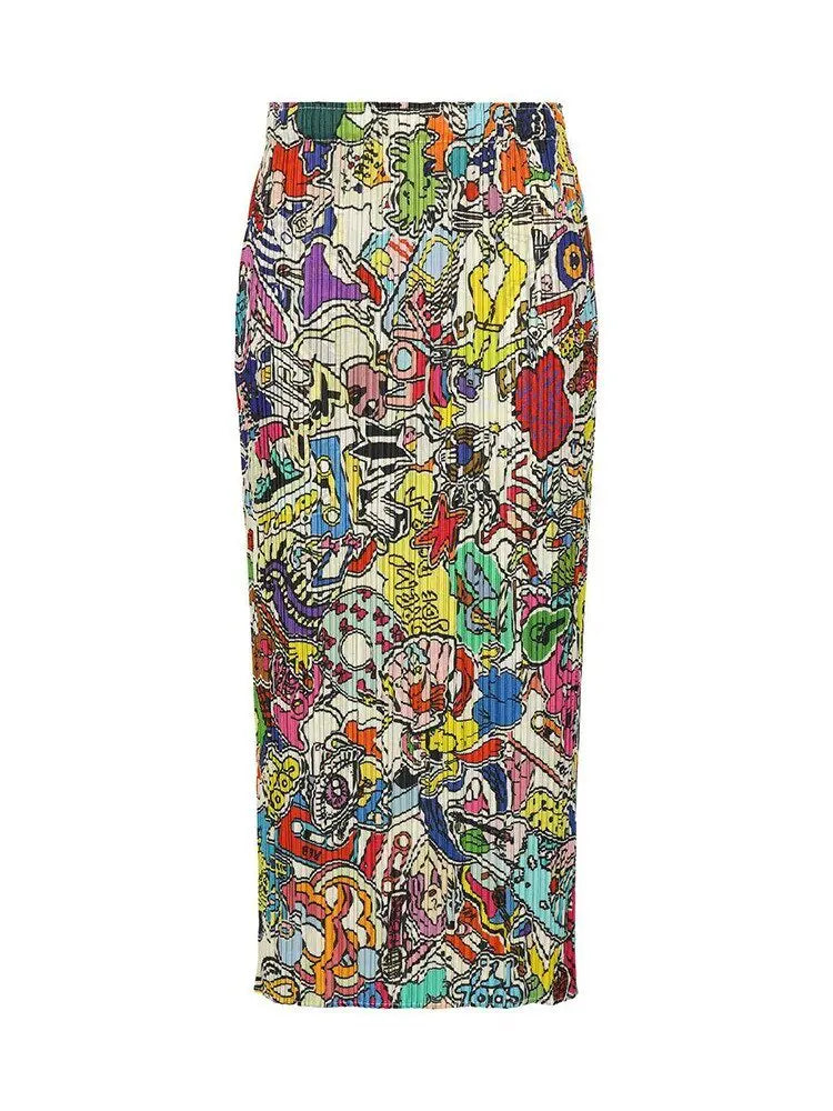 Women Abstract Pleated Skirt