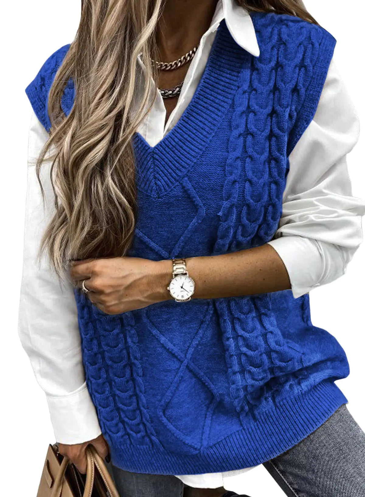 cotton women oversized v neck sleeveless sweater