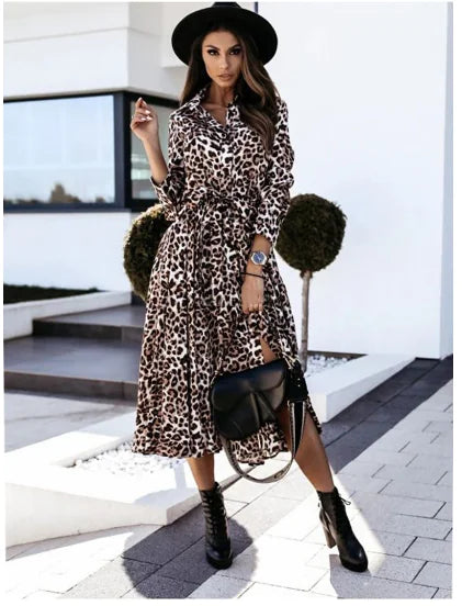 ladies leopard maxi dress