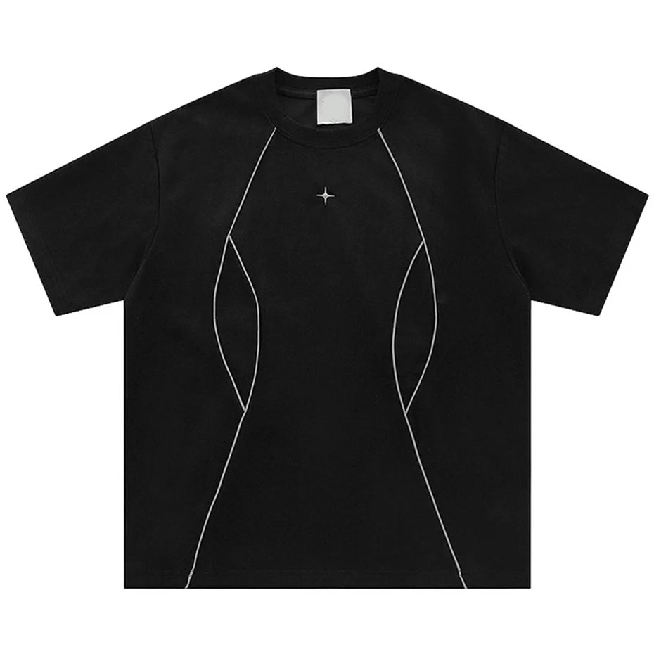 Men Suede Reflective Striped Tshirt