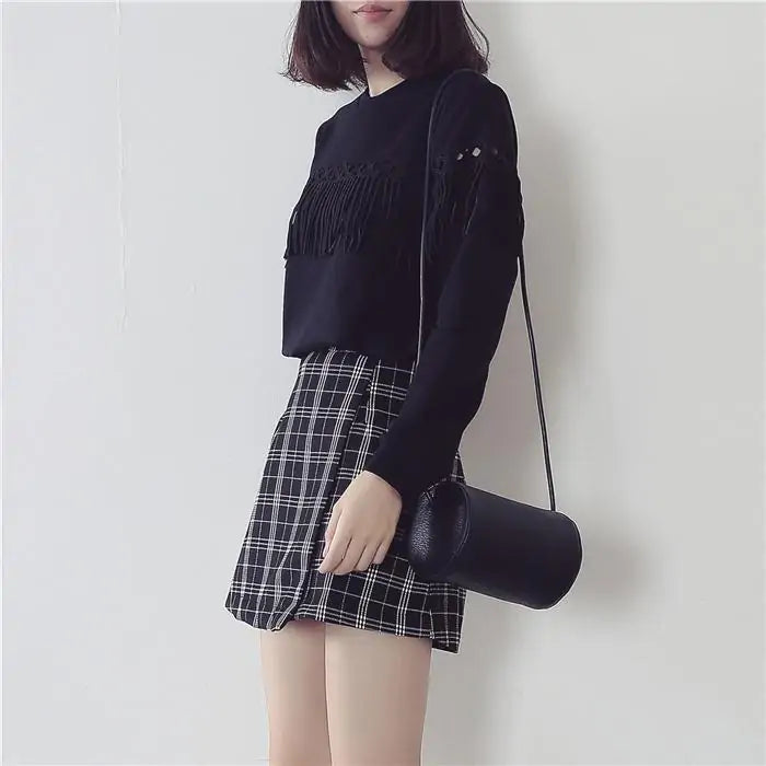 Women Plaid Wrap Skirt