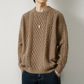 Men Twist Weave Round Neck Sweater