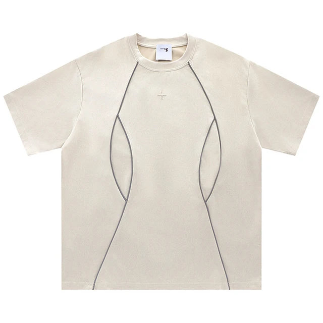 Men Suede Reflective Striped Tshirt