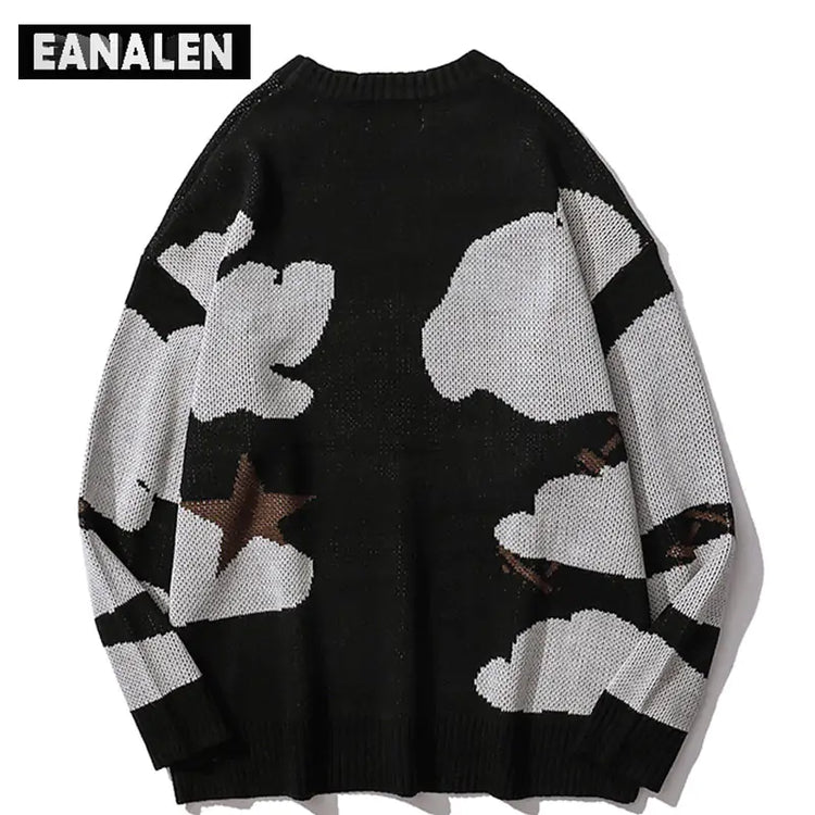 men Harajuku vintage cartoon anime knitted sweater