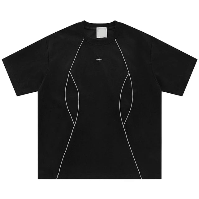 Men Suede Reflective Striped Tshirt