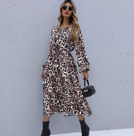 ladies leopard maxi dress
