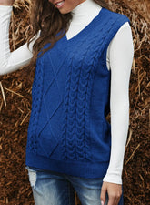 cotton women oversized v neck sleeveless sweater