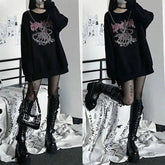 long sleeve japanese sweet cool black and white sweater women