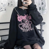 long sleeve japanese sweet cool black and white sweater women