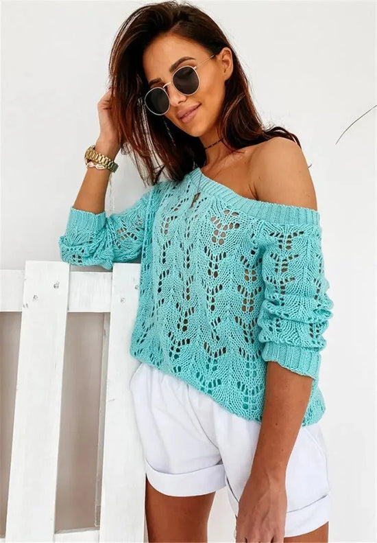 cotton long sleeve women casual solid color sweater