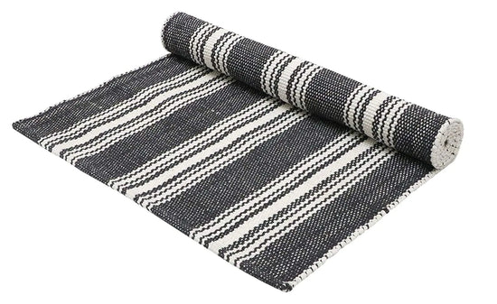 Eco-Grip Cotton Yoga Mat 24x72 with Strap - Charcoal Stripe