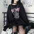 long sleeve japanese sweet cool black and white sweater women