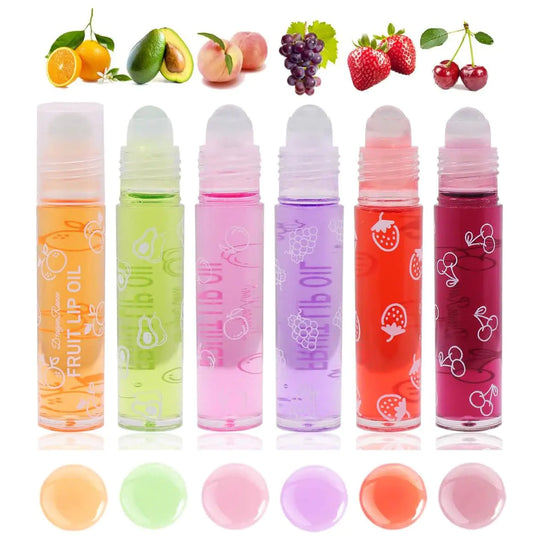 Baorder 6Pcs Roll-On Lip Gloss SetFruit Flavored Roll On Rollerball