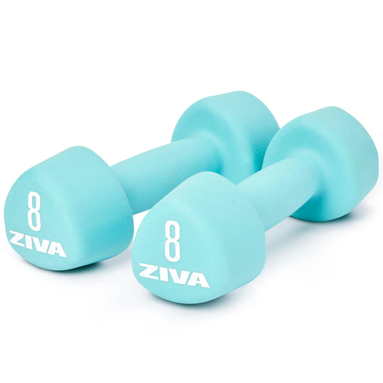 ZIVA Neoprene Rubber Tribell Dumbbell Pairs - 8lb Pair